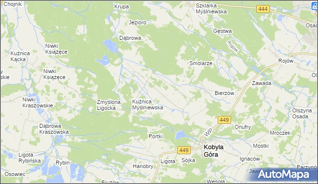 mapa Myślniew, Myślniew na mapie Targeo