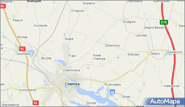 mapa Nowa Chełmża, Nowa Chełmża na mapie Targeo