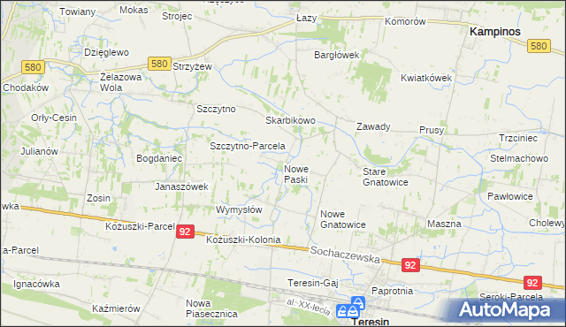 mapa Nowe Paski, Nowe Paski na mapie Targeo