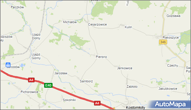 mapa Piersno gmina Kostomłoty, Piersno gmina Kostomłoty na mapie Targeo