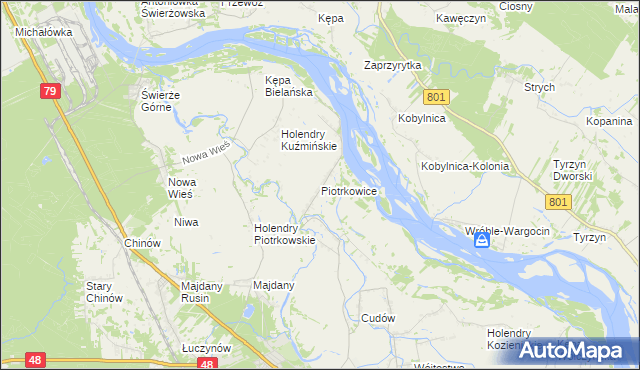 mapa Piotrkowice gmina Kozienice, Piotrkowice gmina Kozienice na mapie Targeo