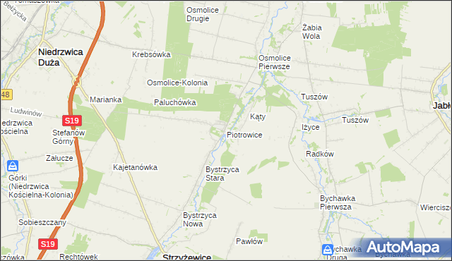 mapa Piotrowice gmina Strzyżewice, Piotrowice gmina Strzyżewice na mapie Targeo