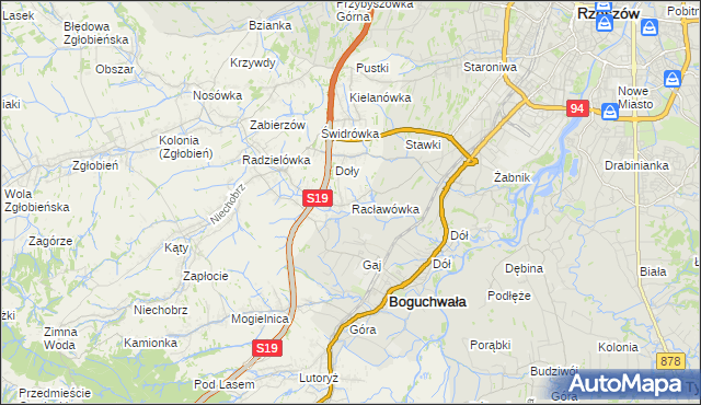 mapa Racławówka, Racławówka na mapie Targeo