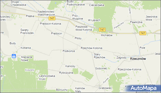mapa Rzechów-Kolonia, Rzechów-Kolonia na mapie Targeo