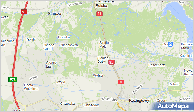 mapa Siedlec Duży, Siedlec Duży na mapie Targeo