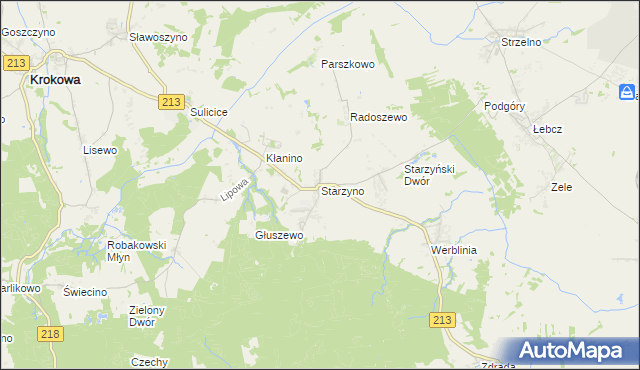 mapa Starzyno gmina Puck, Starzyno gmina Puck na mapie Targeo