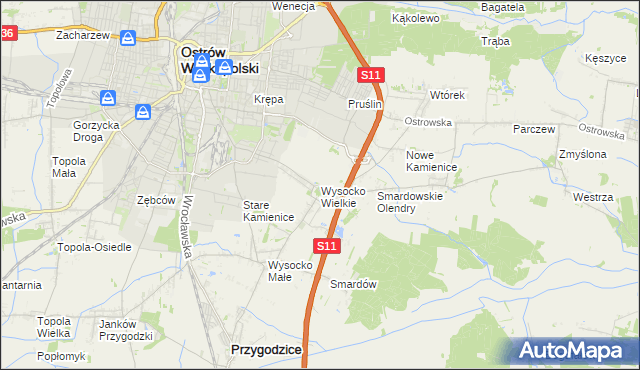 mapa Wysocko Wielkie, Wysocko Wielkie na mapie Targeo
