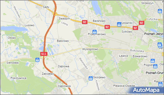 mapa Wysogotowo, Wysogotowo na mapie Targeo