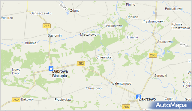 mapa Chlewiska gmina Dąbrowa Biskupia, Chlewiska gmina Dąbrowa Biskupia na mapie Targeo