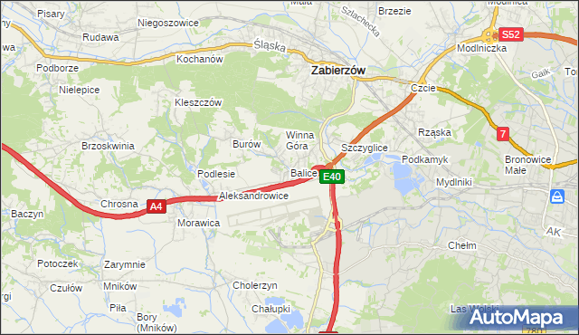 mapa Balice gmina Zabierzów, Balice gmina Zabierzów na mapie Targeo