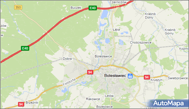 mapa Bolesławice gmina Bolesławiec, Bolesławice gmina Bolesławiec na mapie Targeo