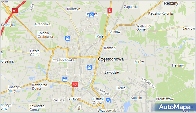 mapa Częstochowy, Częstochowa na mapie Targeo