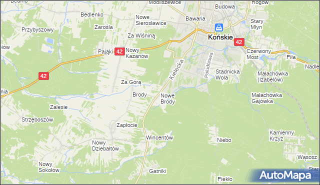 mapa Nowe Brody, Nowe Brody na mapie Targeo