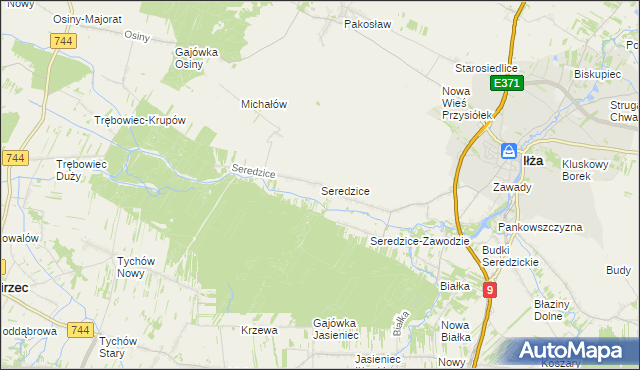 mapa Seredzice, Seredzice na mapie Targeo