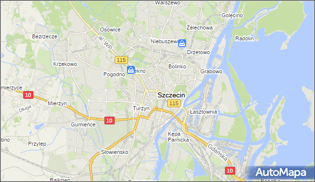mapa Szczecina, Szczecin na mapie Targeo