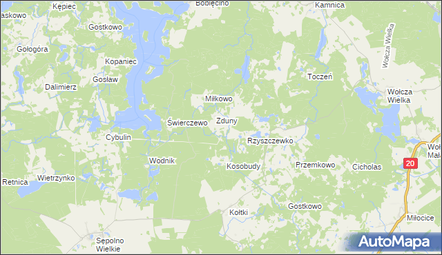 mapa Bagniewko gmina Biały Bór, Bagniewko gmina Biały Bór na mapie Targeo