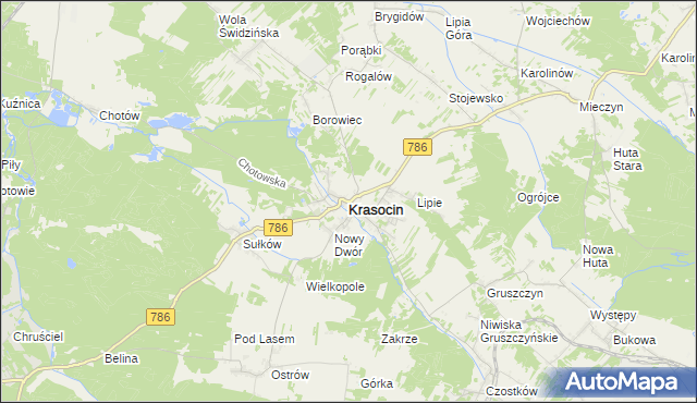 mapa Krasocin, Krasocin na mapie Targeo