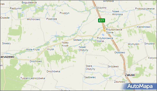 mapa Nowe Olszyny, Nowe Olszyny na mapie Targeo