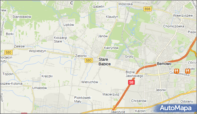 mapa Stare Babice, Stare Babice na mapie Targeo