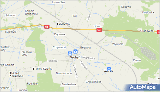 mapa Bezwola, Bezwola na mapie Targeo