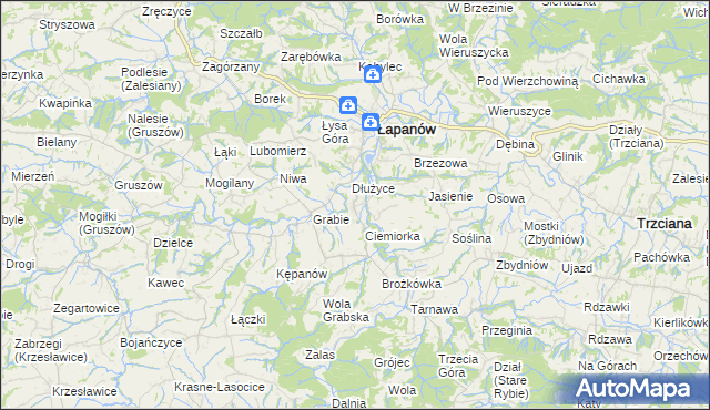 mapa Boczów gmina Łapanów, Boczów gmina Łapanów na mapie Targeo