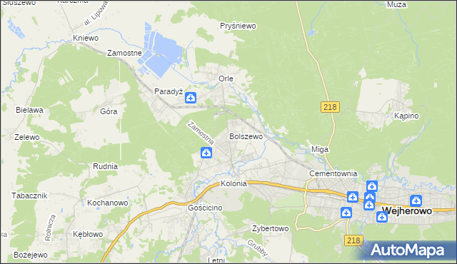 mapa Bolszewo, Bolszewo na mapie Targeo