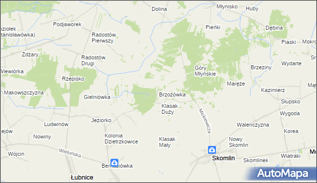 mapa Brzozówka gmina Łubnice, Brzozówka gmina Łubnice na mapie Targeo
