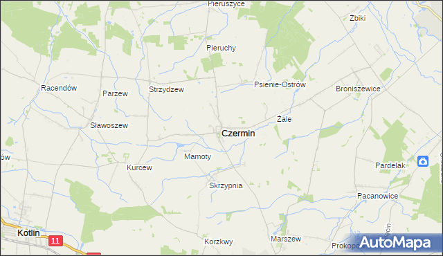 mapa Czermin powiat pleszewski, Czermin powiat pleszewski na mapie Targeo