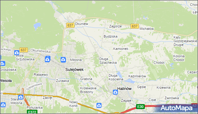 mapa Długa Szlachecka, Długa Szlachecka na mapie Targeo