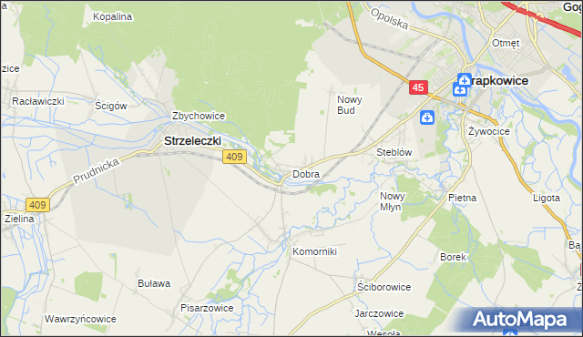 mapa Dobra gmina Strzeleczki, Dobra gmina Strzeleczki na mapie Targeo