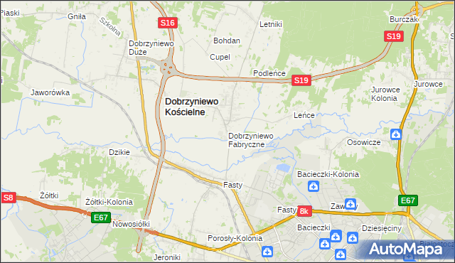 mapa Dobrzyniewo Fabryczne, Dobrzyniewo Fabryczne na mapie Targeo