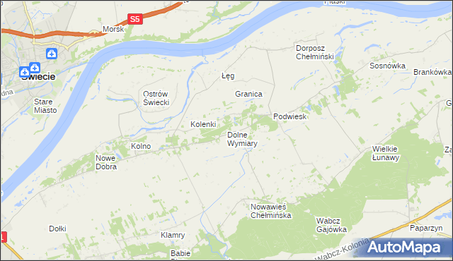 mapa Dolne Wymiary, Dolne Wymiary na mapie Targeo