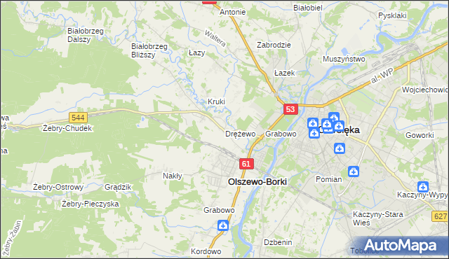 mapa Drężewo, Drężewo na mapie Targeo