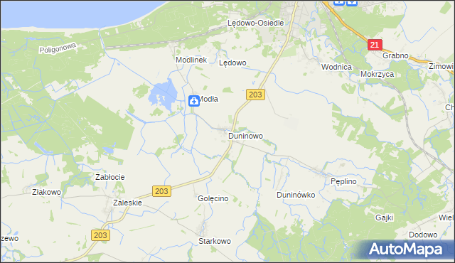 mapa Duninowo, Duninowo na mapie Targeo
