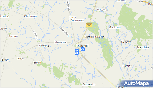 mapa Duszniki powiat szamotulski, Duszniki powiat szamotulski na mapie Targeo