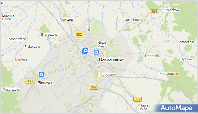 mapa Dzierżoniów, Dzierżoniów na mapie Targeo