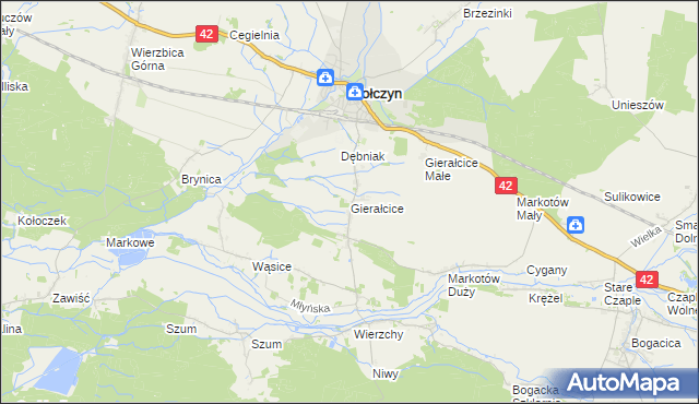 mapa Gierałcice gmina Wołczyn, Gierałcice gmina Wołczyn na mapie Targeo