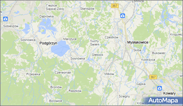 mapa Głębock gmina Podgórzyn, Głębock gmina Podgórzyn na mapie Targeo