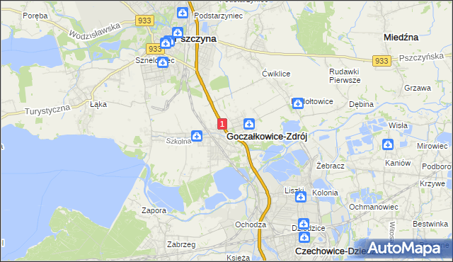 mapa Goczałkowice-Zdrój, Goczałkowice-Zdrój na mapie Targeo