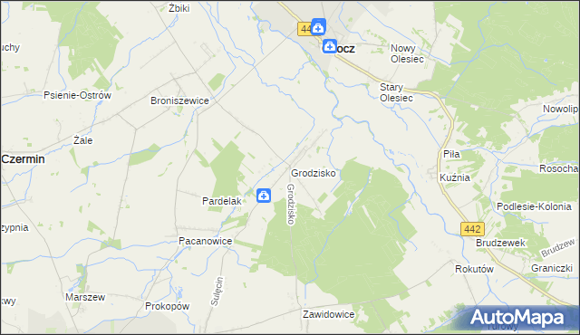mapa Grodzisko gmina Pleszew, Grodzisko gmina Pleszew na mapie Targeo