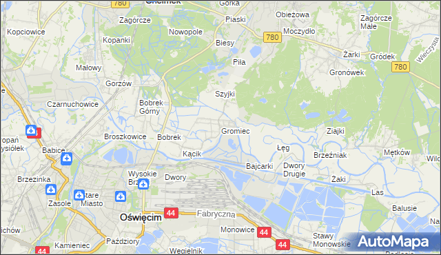 mapa Gromiec, Gromiec na mapie Targeo