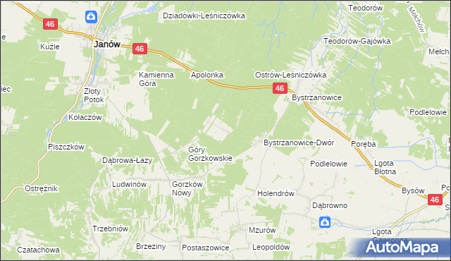 mapa Hucisko gmina Janów, Hucisko gmina Janów na mapie Targeo