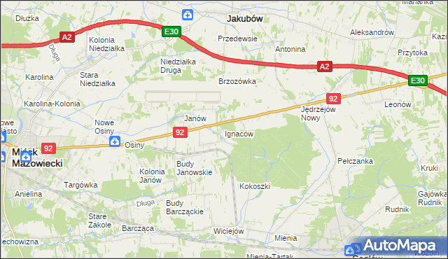mapa Ignaców gmina Mińsk Mazowiecki, Ignaców gmina Mińsk Mazowiecki na mapie Targeo
