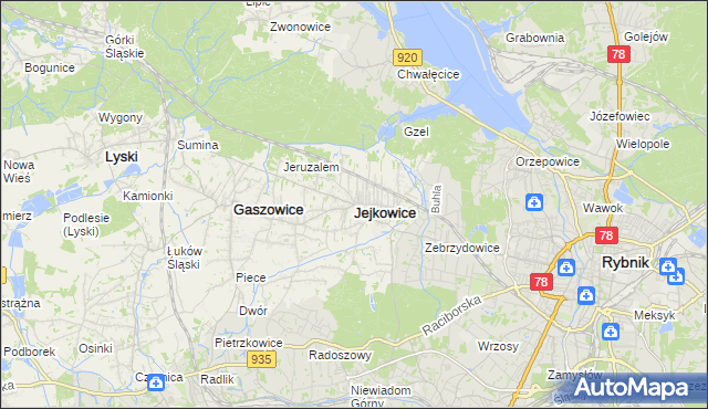 mapa Jejkowice, Jejkowice na mapie Targeo