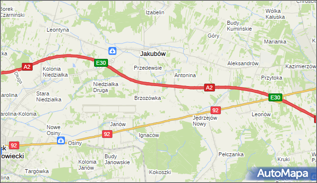 mapa Józefin gmina Jakubów, Józefin gmina Jakubów na mapie Targeo