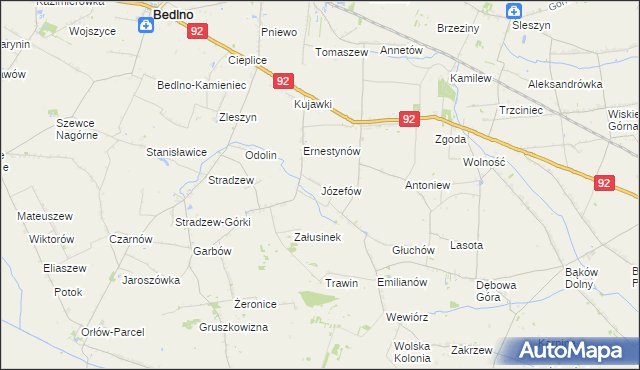mapa Józefów gmina Bedlno, Józefów gmina Bedlno na mapie Targeo