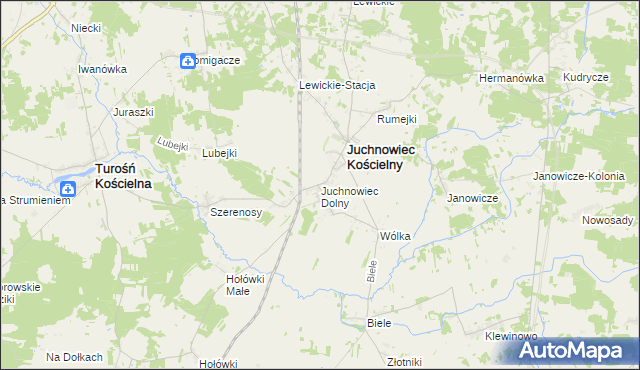 mapa Juchnowiec Dolny, Juchnowiec Dolny na mapie Targeo