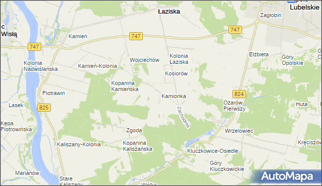 mapa Kamionka gmina Opole Lubelskie, Kamionka gmina Opole Lubelskie na mapie Targeo