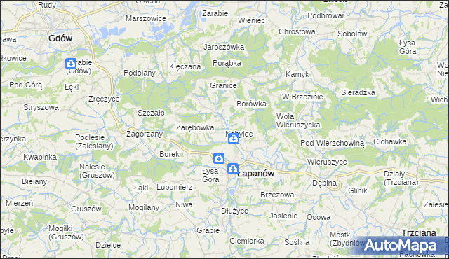 mapa Kobylec gmina Łapanów, Kobylec gmina Łapanów na mapie Targeo