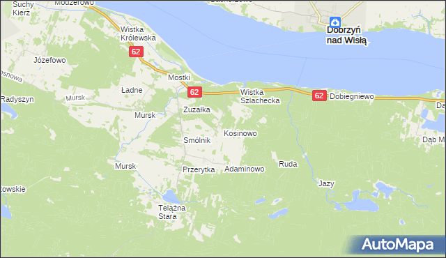 mapa Kosinowo gmina Włocławek, Kosinowo gmina Włocławek na mapie Targeo